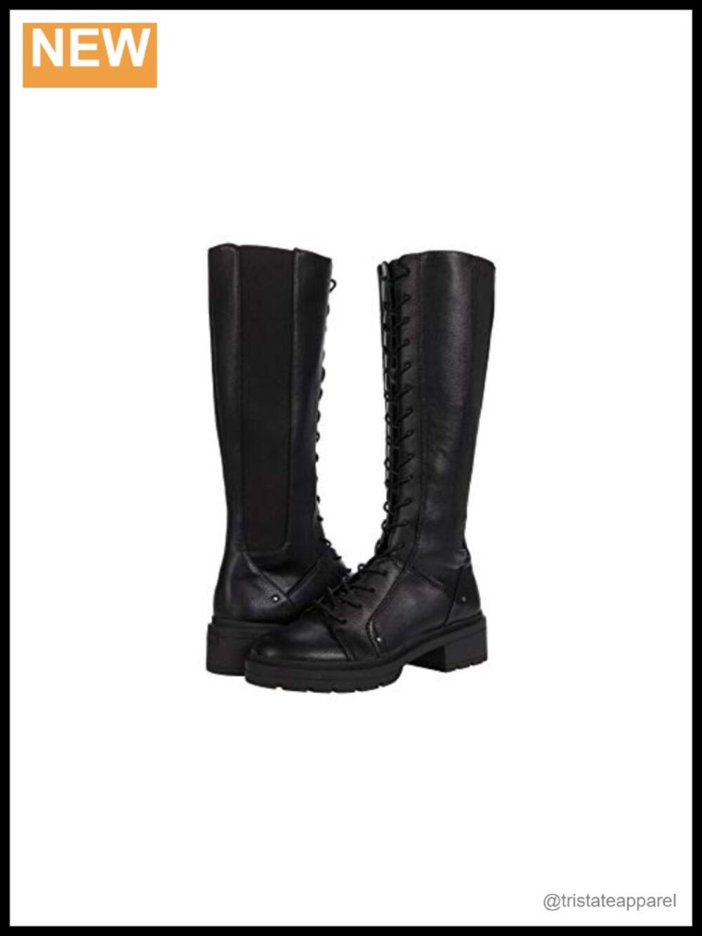 Knee High Lace Up Vegan Leather Boots with Block Heel